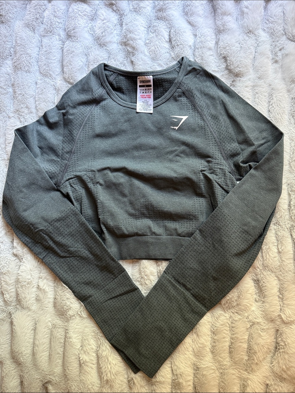 Gymshark Dark Gray Seamless Cropped Long-Sleeve Top